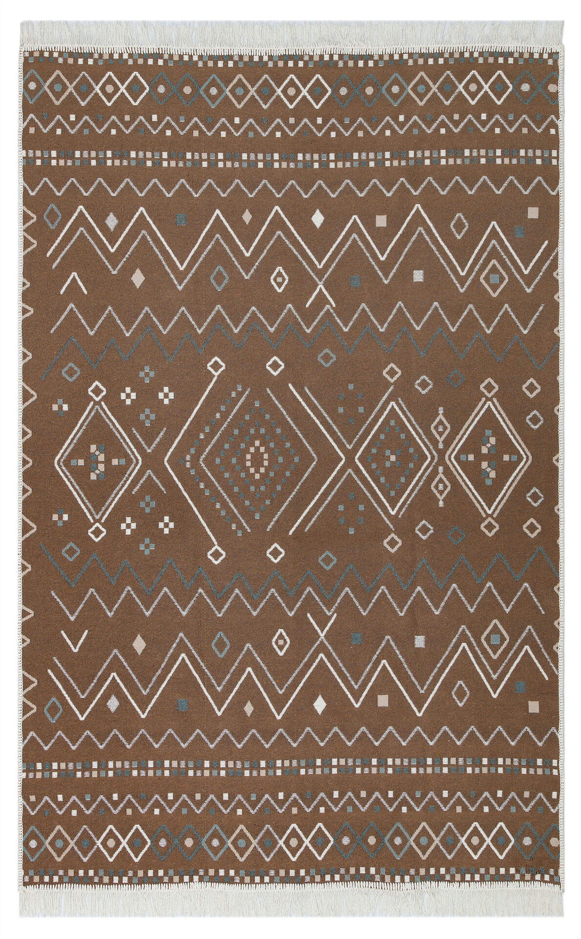 Arya AR 05 Bej Mavi - Yıkanabilir Çift Taraflı Modern Dokuma Kilim
